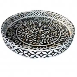 Plateau d'incrustation d'os géométrique Plateau d'incrustation d'os unique fabriqué à la main par Crescent Crafts - Product Image 3