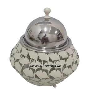 Set of Three Hotpot Shiny Polished Handmade Designer Casserole Kitchen Ware Luxury Metal <b>Food</b> <b>Warmer</b> - Product Image 4