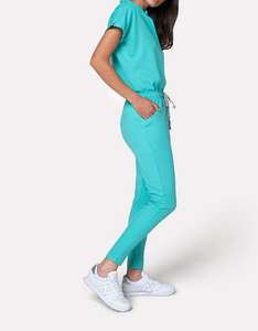 Uniformes de gommage médicaux à manches courtes col montant gommages d'infirmière avec ensembles d'uniformes d'hôpital en Spandex - Product Image 3