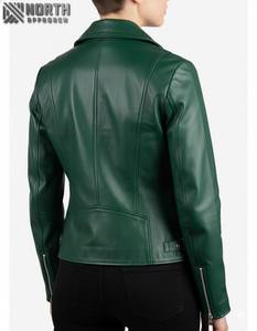 Chaquetas de cuero genuino personalizadas de la mejor calidad para mujer Chaqueta de cuero de napa de oveja a la moda para mujer Chaqueta de cuero personalizada - Product Image 3