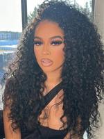 Perruque Lace Front HD 100% Cheveux Humains Vierges Bruts Non Traités Bouclés Crépus, Cuticules Alignées, Extra Longue, Pré-Pluckée et Sans Colle