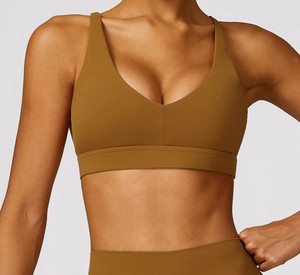 Nouveau Soutien-Gorge de Sport Rembourré à Logo Personnalisé pour Femme, Grande Taille, Couleur Unie, Sans Couture, en Spandex, pour Yoga et Entraînement - Product Image 2
