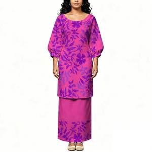 Vestido Maxi Morado Estampado Personalizado para Mujer, Elegante, de Manga Larga, Holgado, a la Moda, Fabricante OEM, Proveedor - Product Image 3