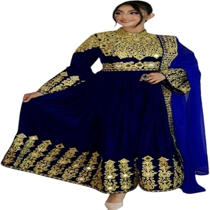 Ensemble 3 pièces en soie traditionnelle afghane pour femmes en couleur unique tarif de gros pour les robes de mariage et de fête - Product Image 5