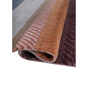 Tapis en laine et soie de bambou à motifs rayés Manchaha - Les-2874 - Noué à la main - Rose et violet - Pour usage domestique - Product Image 2