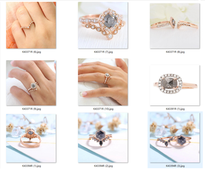 Anillo de compromiso de diamante hexagonal de sal y pimienta de cinco estrellas Betty Srtting, chapado en oro de 14 quilates - Product Image 4