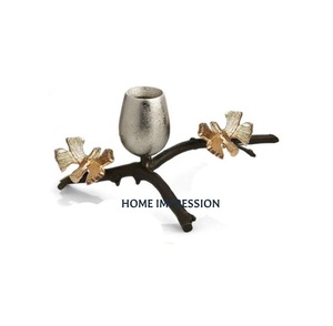 Decorative Butterfly Ginkgo Candle Holder <b>Black</b> and Gold Color Best Quality Indoor Candle Holder From Manufacturer and Supplier - Product Image 1