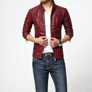 Real Leather Bomber Jacket <b>for</b> <b>Men</b> Slim Fit Retro Vintage Style with Stand Collar and Antique <b>Wash</b> Canvas Winter Season - Product Image 3
