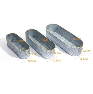 เครื่องปลูกต้นไม้เหล็กชุบสังกะสีทรงรีสำหรับบ้านสวนกลางแจ้งงานประดิษฐ์ทำมือสไตล์ใหม่ - Product Image 6