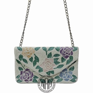 Bolso de noche de moda con cuentas de fabricante personalizado al por mayor monedero multicolor con cadena hecho a mano y elegante - Product Image 6