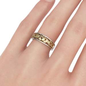 Bague pour femme Jeulia en argent sterling bicolore Claddagh avec zircon et perle - Product Image 4