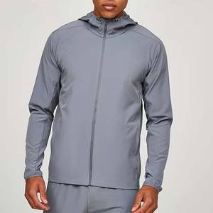 Chaqueta Cortavientos para Hombre, 100% Poliéster, Diseño de Parches, Logotipo Frontal, Cierre de Cremallera, Capucha, para Deportes y Running - Product Image 1