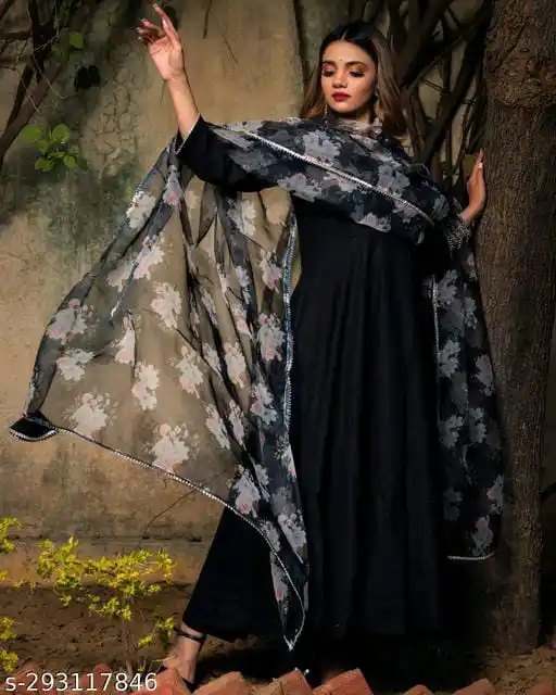 Цветочный Принт Черная органза дупатта для женщин красивая одежда для вечеринки и свадьбы Dupatta индийский шарф с цветочным узором