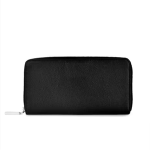 Cartera de cuero hecha a mano con estilo moderno para mujer, diseño largo elegante delgado con cremallera, diseño de bloqueo RFID, patrón de piedra - Product Image 1