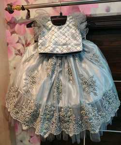 Lehenga choli เสื้อผ้าลายปักสำหรับเด็กเสื้อผ้าพื้นเมืองลายลูกไม้ - Product Image 5