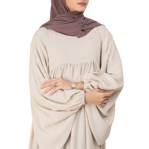 Musulmane modeste Hijab femmes Abayas vêtements islamiques personnalisés manches élastiques longue longueur au sol décontracté respirant coupe ample grande taille - Product Image 4