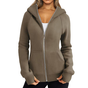 Sudadera con capucha de lana suave para mujer de alta calidad, sudadera informal multicolor con logotipo frontal para ropa de calle de invierno y niñas - Product Image 1