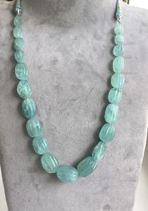 Perles de pierres précieuses en aquamarine naturelle sculptées, naturelles, pour la fabrication de bijoux fins, collier en pierres précieuses - Product Image 4