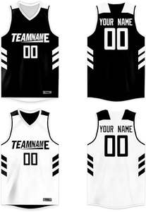 Maillot de basket-ball personnalisé à deux tons, uniformes d'équipe par sublimation, style réversible, couleur contrastée, maille sans manches, débardeur de sport - Product Image 2