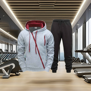 กางเกงวอร์มมีฮู้ดสำหรับผู้ชาย ผ้าโพลีเอสเตอร์/คอตตอน 240 กรัม ระบายอากาศ กันลม เป็นมิตรกับสิ่งแวดล้อม เหมาะสำหรับฤดูใบไม้ร่วง ฤดูหนาว ชุดออกกำลังกายสำหรับผู้ใหญ่ - Product Image 1