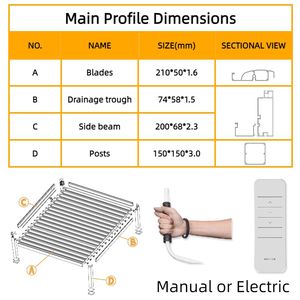 Pergola bioclimatique motorisée en aluminium 6063-T5, pergola électrique, véranda, gazebo imperméable avec <span class=keywords><strong>toit</strong></span> réglable - Product Image 4