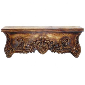 Top produit cloison en bois de qualité solide suspendu décoratif mural en bois d'acacia haute étagère murale de salon fabriqué à la main - Product Image 4