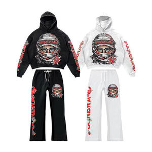 Ensemble de survêtement unisexe décontracté en molleton respirant et confortable avec capuche et cordon de serrage, 100 % coton, pour le jogging - Product Image 6