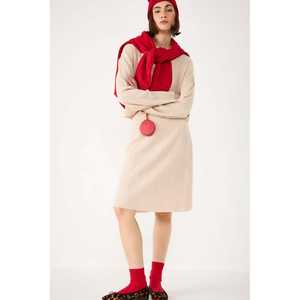 Jupe midi décontractée côtelée sans poches en tissu non tissé 96% polyester, style crayon, taille naturelle, Mega Merchant - Product Image 3