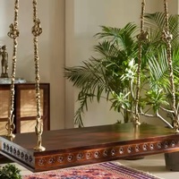 Balançoire en laiton pur de qualité supérieure Jhula chaîne cheval, perroquet, paon, éléphant, conception Rudraksh, en or antique et laiton 7ft, 8ft, 8.5 ft