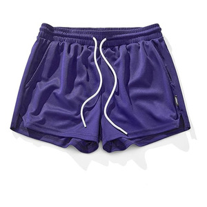 Shorts de sport en tricot rose pour hommes, taille élastique, cordon de serrage, anti-rides, séchage rapide, polyester, haute qualité, marque privée, shorts de course - Product Image 4