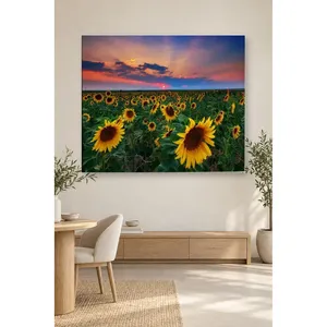 Impression sur toile Champ de tournesols Fida au coucher de soleil rose - Product Image 2