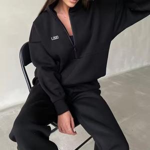 Automne et hiver couleur pure pull à capuche femmes chandails décontracté coton pull en tricot haut court - Product Image 4