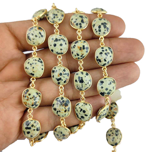 Dalmatian Jasper ตัวเชื่อมต่อขอบอัญมณีรูปทรงไม่เรียบห่วงโซ่รูปแบบฟรีขนาดหนามเตยเครื่องประดับ - Product Image 3