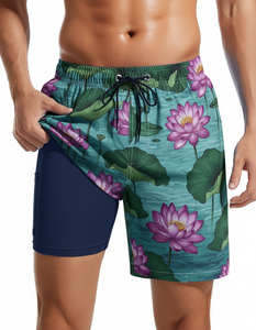 Shorts de bain pour hommes à séchage rapide, grande taille, imperméables, imprimés numériquement, en tissu Spandex/Polyester, personnalisables avec logo OEM, taille élastique, tendance - Product Image 4