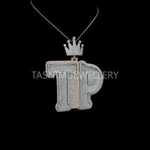 จี้เพชรโมอิสซาไนต์ VVS เงินแท้ 925 ชุบทอง 10K แบบ Cuban Link สไตล์คริสเตียนฮิปฮอป คุณภาพดีที่สุด สำหรับทุกเพศ พร้อมตัวล็อคแบบตัวอักษรสั่งทำได้ - Product Image 6