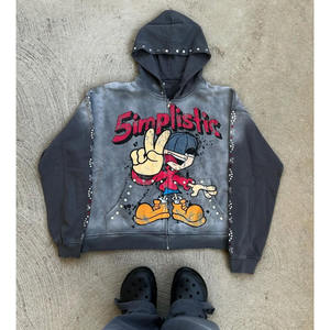 Nuevo diseño de algodón mezclado mejores hombres sudaderas con capucha casuales bajo MOQ hombres DTF estampado cremallera sudaderas con capucha a precio al por mayor hecho en Pakistán - Product Image 1