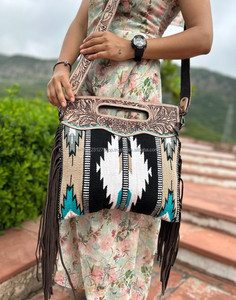 กระเป๋าถือหนังผู้หญิงสไตล์ตะวันตกกระเป๋าคลัทช์ aztec พร้อมชุดรวมขนซ่อนแบบมีเอกลักษณ์ - Product Image 2