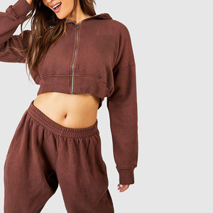 Conjunto Deportivo de Sudadera Corta y Cómoda para Mujer, Conjunto Deportivo Corto Esencial para Entrenamiento - Product Image 4