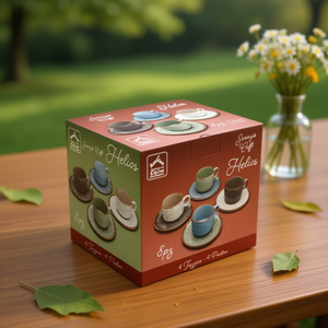 Ensemble de 4 tasses à café en céramique de couleurs assorties avec soucoupe HELIOS Art 48 Tasses à thé et soucoupes - Product Image 3