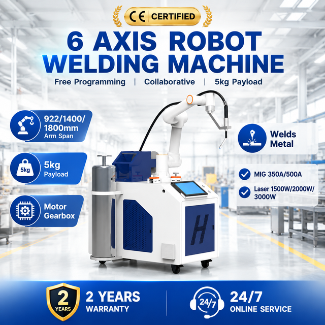 CE 6 Axis Robot Welding Machine Free Programming Collaborative 5kg Payload Motor Gearbox 922mm Reach MIG Laser Welding Machine