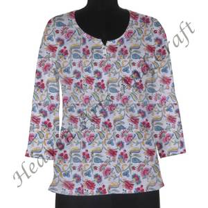Bloque de mano de algodón indio estampado occidental ropa informal bloque de mano impreso diseñador Kurti para mujeres bloque de mano indio estampado de algodón - Product Image 4