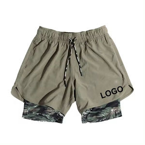 New Quality Hot Selling Custom Logo Athletic Workout Running Shorts Double <b>Layer</b> Fitness Gym Sport Shorts for Men - Product Image 1