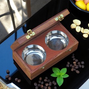 Boîte Masala en bois de manguier avec bol en acier Boîte de rangement d'épices de qualité supérieure faite à la main en bois de bonne qualité - Product Image 3