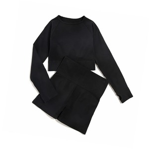 Yoga Set Workout Clothes Long Sleeve Gym <b>Crop</b> Top High Waist <b>Leggings</b> Fitness Sports Wear Sport Suit Gym Wear - Product Image 2