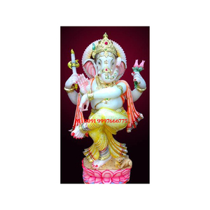 Estatua de Ganesha de mármol blanco de alta calidad, hecha a mano, muy hermosa, para adoración, decorativa, para el hogar, el templo y la oficina. - Product Image 1