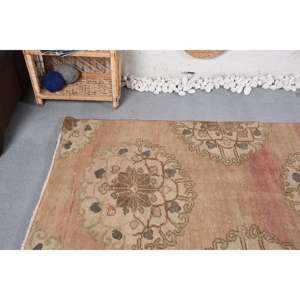 Alfombra Turca Vintage, Alfombra de Pasillo de 3.6x11 pies, Alfombra de Retazos Beige y Roja - Product Image 5