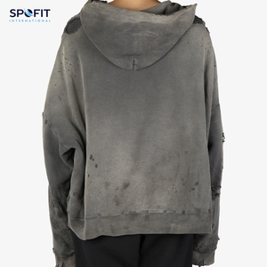 Sweat à capuche pour homme en coton 100% lourd, design délavé au soleil, vêtements d'hiver, coupe ample, épaules tombantes, streetwear respirant - Product Image 4