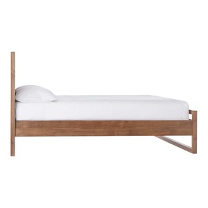 Cadre de lit double en teck massif minimaliste moderne avec finition naturelle de luxe, ensemble de meubles de chambre à coucher pour hôtel, villa et maison - Product Image 3