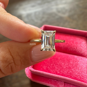 Anillo de diamante CVD de corte esmeralda de lujo para mujer, joyería fina de compromiso para boda, regalo nupcial, anillo llamativo de diseñador - Product Image 1