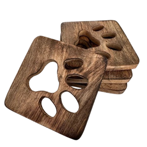 Nouveau caboteur en bois d'acacia avec support ménage tasse à thé tapis tampons en bois résine napperon pour vaisselle boissons écorce bois - Product Image 4